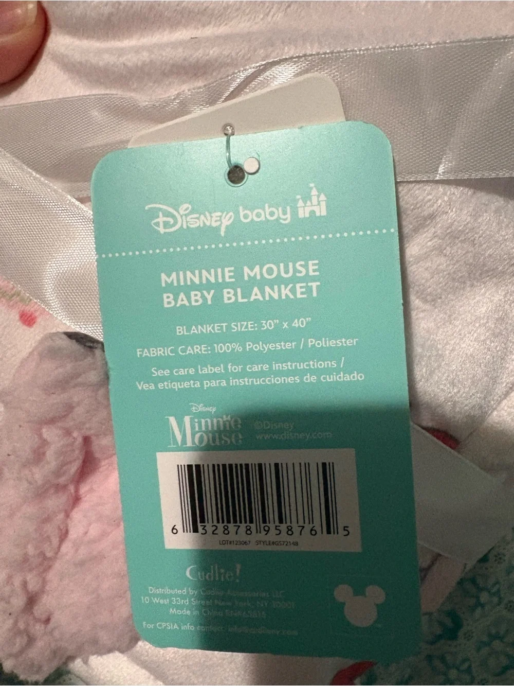 Disney Baby Pink Minnie Mouse Plush Blanket with Ribbon